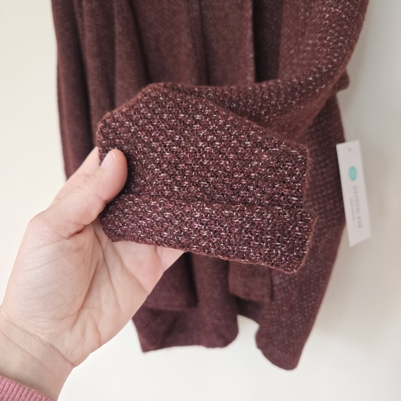 NWT Pink Clover Stitch Fix Burgundy Wine Cocoon Sweater Cardigan Medium - Picture 2 of 7